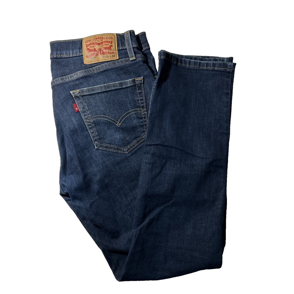 Levi's 511 Jeans denim Mens Western Blank Tab Blue Straight Cotton Blend 34x30.5